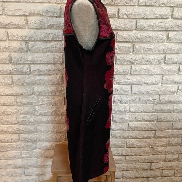 YOANA Baraschi Dress Floral Knot Faux Leather Sleeveless colorbock Sz M - Picture 5 of 9
